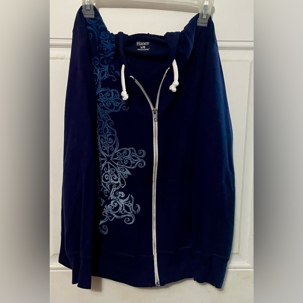 Hanes Navy Blue Jacket with White Accents